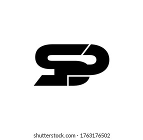Modern Initial logo 2 letters black simple SP