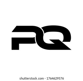 Logo inicial moderno 2 letras PQ simple negro