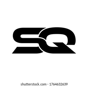 Logo inicial moderno 2 letras negro simple SQ