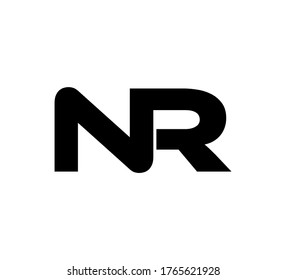 Modern Initial logo 2 letters black simple NR