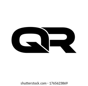 Moderno logotipo inicial 2 letras negro simple QR