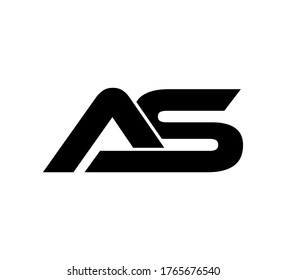 Logo inicial moderno 2 letras negro simple AS