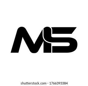 Logo inicial moderno 2 letras MS simple negro