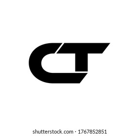 Modern Initial logo 2 letters black simple CT
