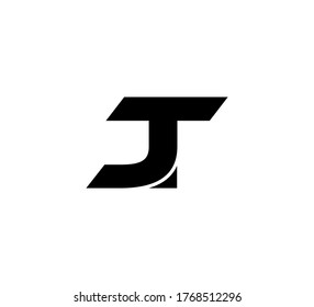 Modern Initial logo 2 letters black simple JT