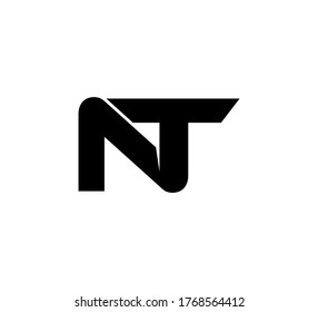 Modern Initial logo 2 letters black simple NT