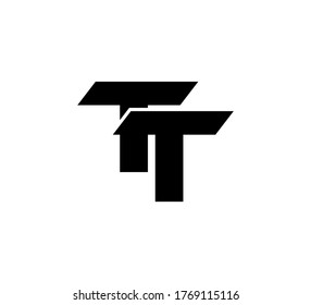 Moderno logotipo inicial 2 letras negro simple TT