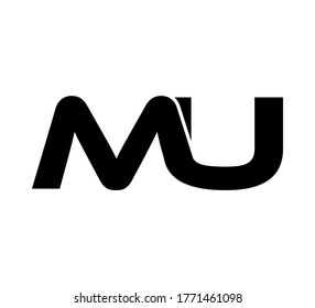 Modern Initial logo 2 letters black simple MU