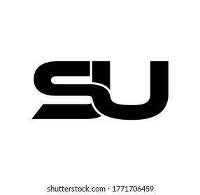 Modern Initial logo 2 letters black simple SU