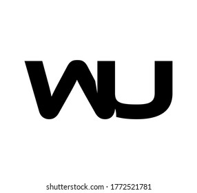 Logo inicial moderno 2 letras negro simple WU