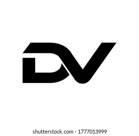 Modern Initial logo 2 letters black simple DV