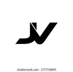 Logo inicial moderno 2 letras negro simple JV