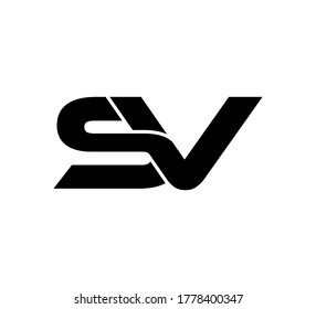 Modern Initial logo 2 letters black simple SV