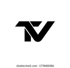 Modern Initial logo 2 letters black simple TV
