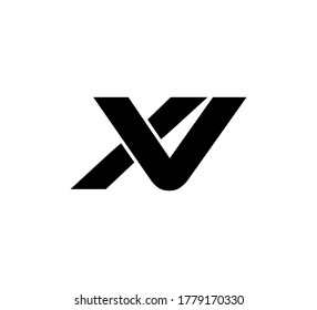 Logo inicial moderno 2 letras negro simple XV