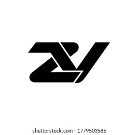 Modern Initial logo 2 letters black simple ZV