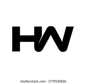 Logo inicial moderno 2 letras negro simple HW
