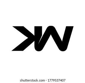Modern Initial logo 2 letters black simple KW