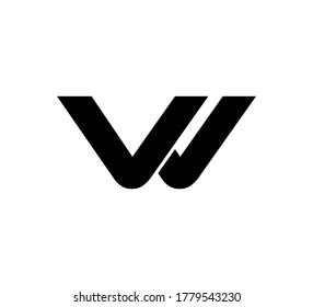 Modern Initial Logo 2 Buchstaben schwarz, einfach VW