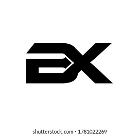 Modern Initial logo 2 letters black simple BX