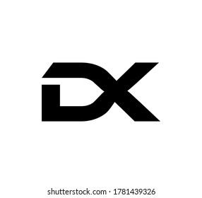 Moderno logotipo inicial 2 letras negro simple DX