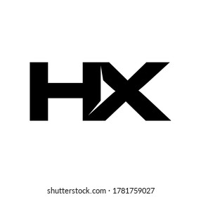 Modern Initial logo 2 letters black simple HX