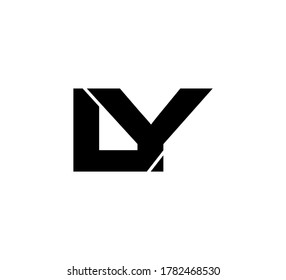 Logo inicial moderno 2 letras negro simple LY