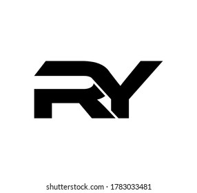 Modern Initial logo 2 letters black simple RY