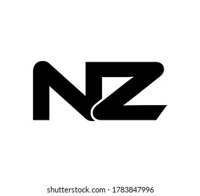 Modern Initial logo 2 letters black simple NZ