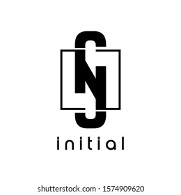 Modern initial logo design with stylized overlapping letters inside a geometric frame, bold black typography on white background, suitable for branding, corporate identity, startups, and creative