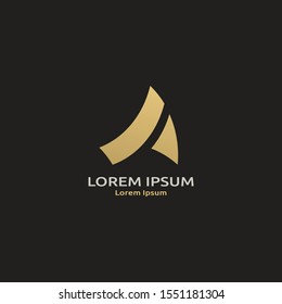 Modern initial A logo icon design template. Gold color effect
