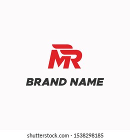 Modern initial M and R with wing logo template