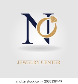 Modern Initial N Letter with Diamond Ring for Jewelry Accessories Business Logo Idea