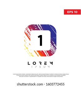 modern initial number 1 grunge square logo. modern icon, template design