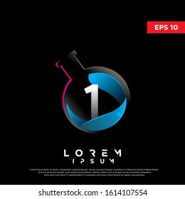 modern initial number 1 inside botlle lab logo. simple icon, template design