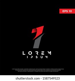 modern initial number 1 slice style logo in black background. simple icon, template design