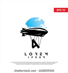 modern initial number 4 airship logo. simple icon, template design