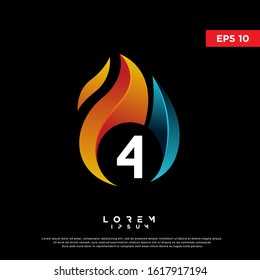 modern initial number 4 fire logo. simple icon, template design