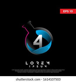 modern initial number 4 inside botlle lab logo. simple icon, template design