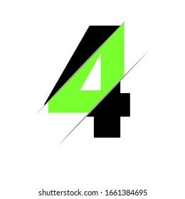 modern initial number 4 slice style logo in black background. simple icon, template design