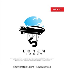modern initial number 5 airship logo. simple icon, template design