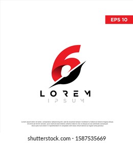 modern initial number 6 cut style logo. simple icon, template design