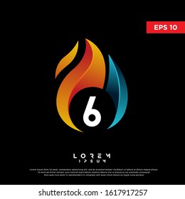 modern initial number 6 fire logo. simple icon, template design