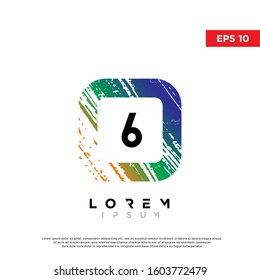modern initial number 6 grunge square logo. modern icon, template design