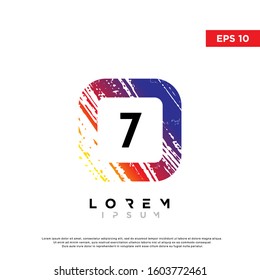 modern initial number 7 grunge square logo. modern icon, template design