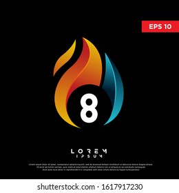modern initial number 8 fire logo. simple icon, template design