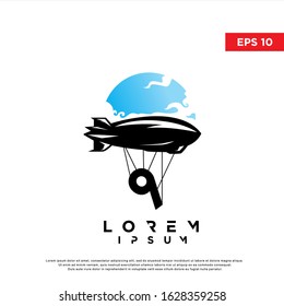 modern initial number 9 airship logo. simple icon, template design