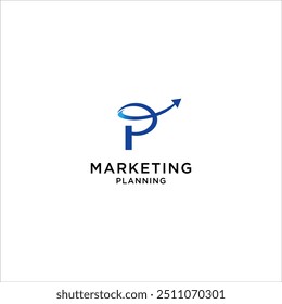 logotipo P inicial moderno. Cresça o investimento de capital de investimento projeto vetor