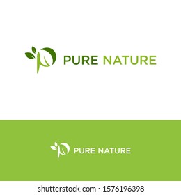Modern initial P logo,Pure nature logo concept,simple initial leaf logo vektor 
