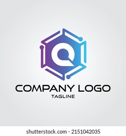 Modern initial Q Tech Initial logo vector
